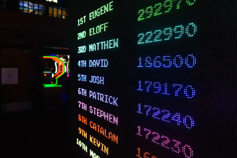 High-energy speedrunning station with timer displays