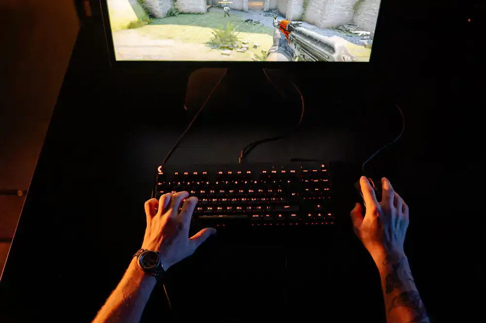 Gameplay footage of a fast paced shooter
